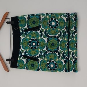 Ann Taylor Silk-Blend‎ Floral Mini Skirt Green Pockets Size 4